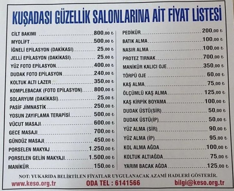 KUŞADASI'NDA KUAFÖR VE BERBERLERİN ZAMLI FİYATLARI ŞOKE YARATTI!