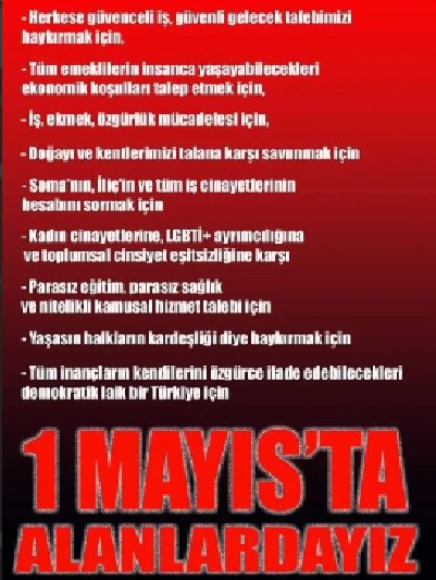 KENT DAYANIŞMASINDAN 1 MAYIS'A DAVET