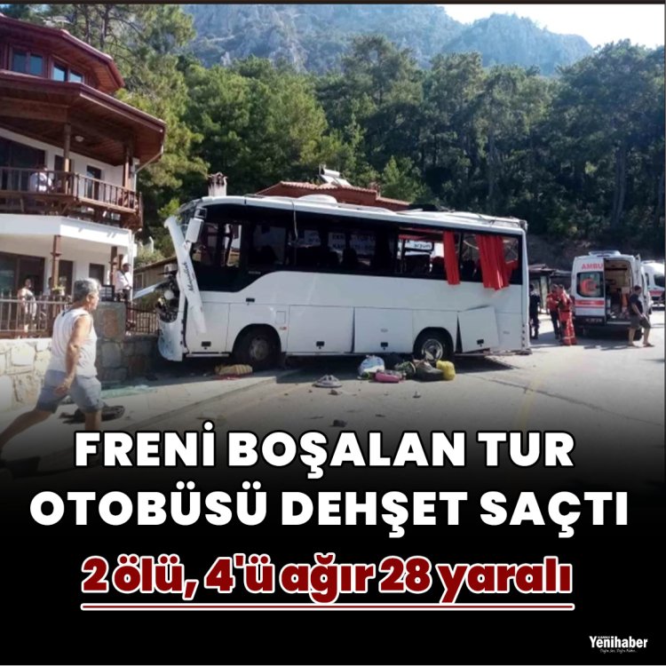 MUĞLA'DA FRENİ BOŞALAN TUR OTOBÜSÜ DEHŞET SAÇTI