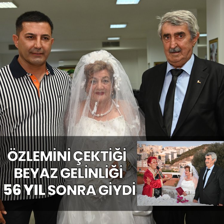 ÖZLEMİNİ ÇEKTİĞİ BEYAZ GELİNLİĞİ 56 YIL SONRA GİYDİ